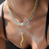 Mega Two Tone Lucky Horn Necklace