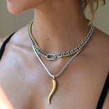 Mega Two Tone Lucky Horn Necklace