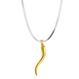 Mega Two Tone Lucky Horn Necklace