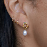 Elena Pearl Emerald Earrings