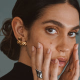 Gold Moon Bloom Stud Earrings