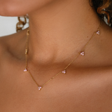 Pink Mini Lotus Charm Necklace