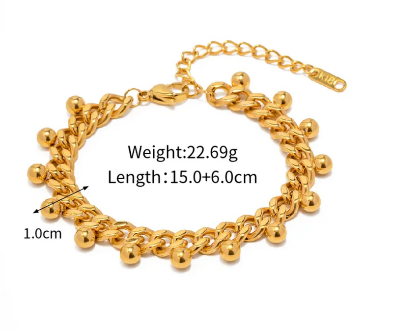 Chunky Ball Charm Curb Chain Bracelet