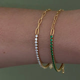 White Tennis Paperclip Bracelet