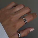 Silver Double Stacked Irregular Rings