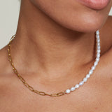 Paiania Baroque Pearl Paperclip Chain Necklace