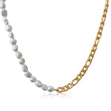 Handmade Grevena Baroque Freshwater Pearl Curb Chain Necklace