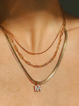 Pave Initial Herringbone Necklace