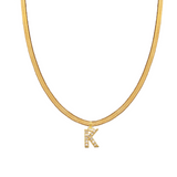 Pave Initial Herringbone Necklace
