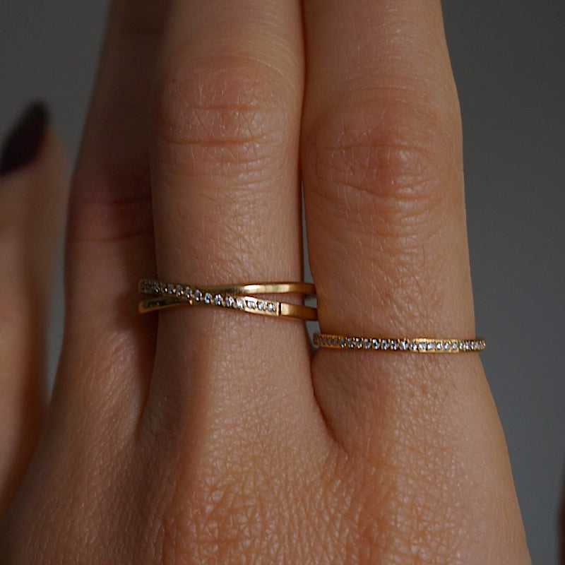 Cross Path Pave Ring Set