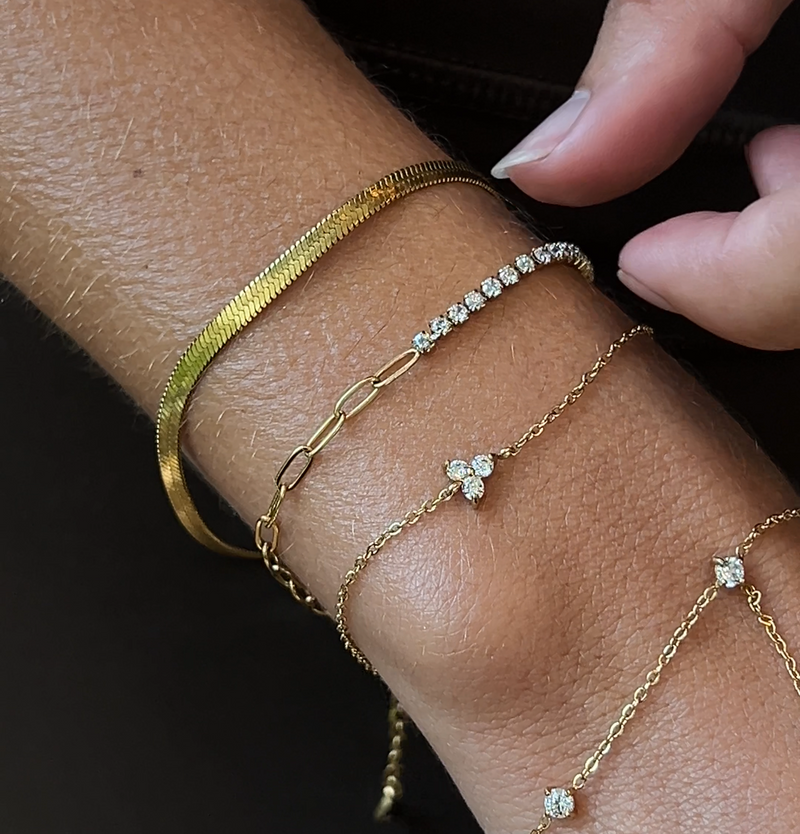 White Tennis Paper Clip Bracelet