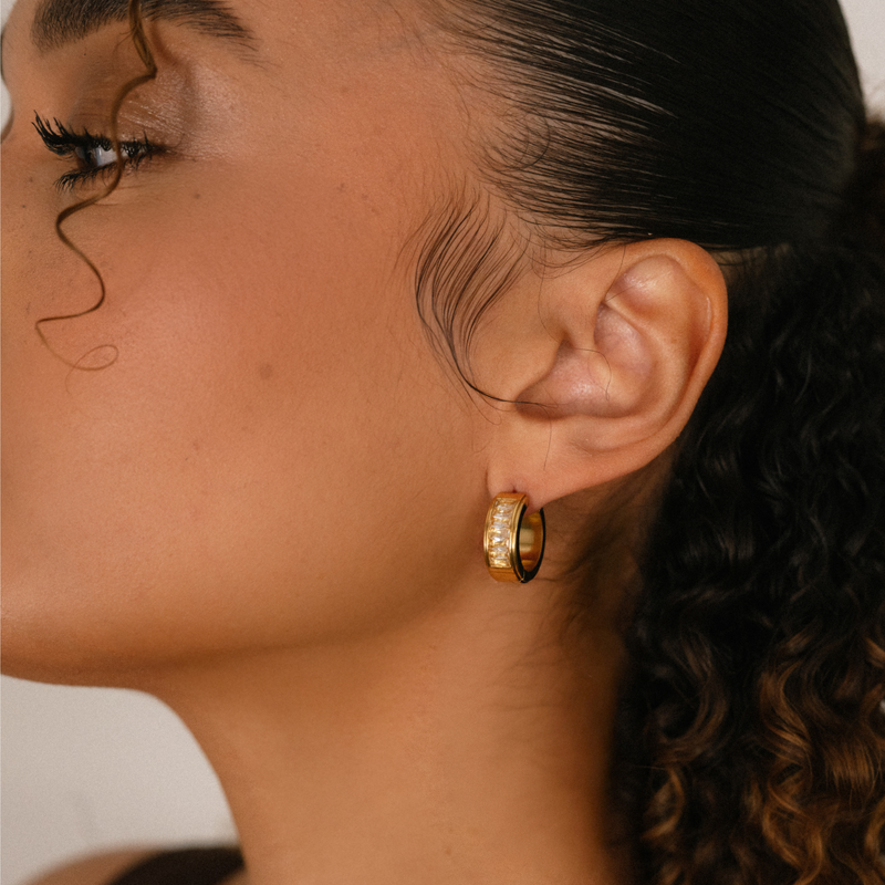 Stella Baguette Hoops - Gold