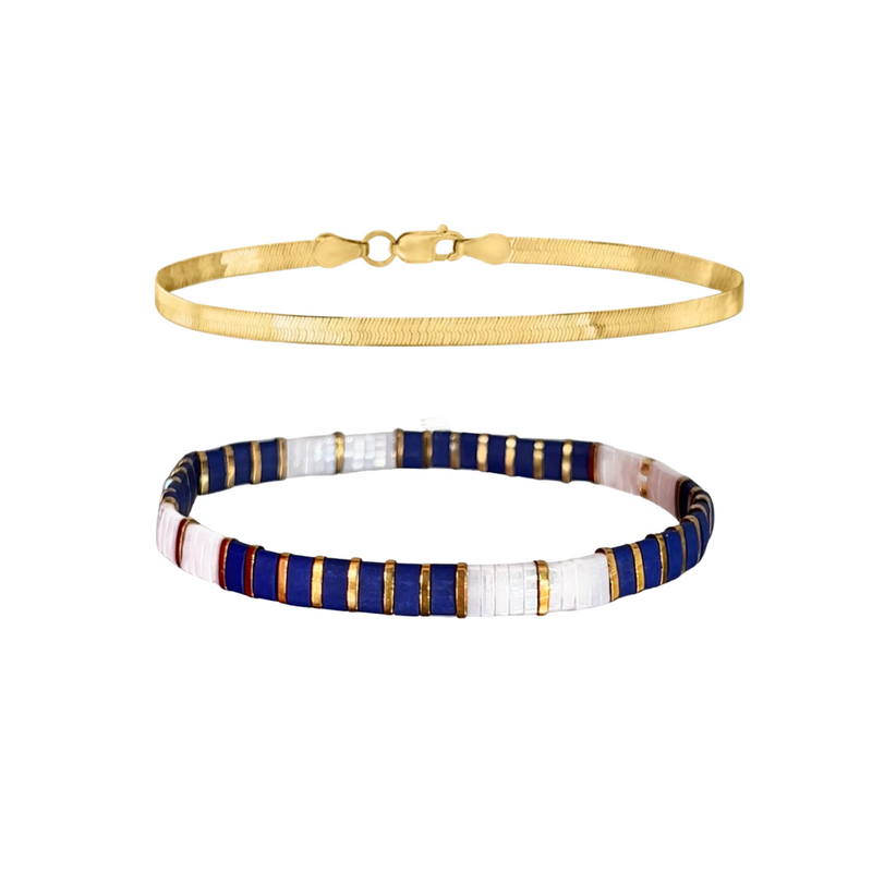 Bracelet with rose, white, light blue and Gold Miyuki Tila Beads – The Gem  Stories