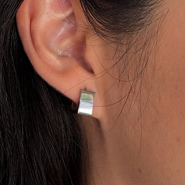Silver Mini Square Huggies