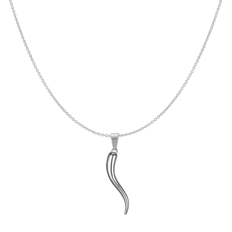 Italian Horn Necklace Silver