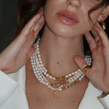 Lucky Pearls + Gold Beaded Necklace