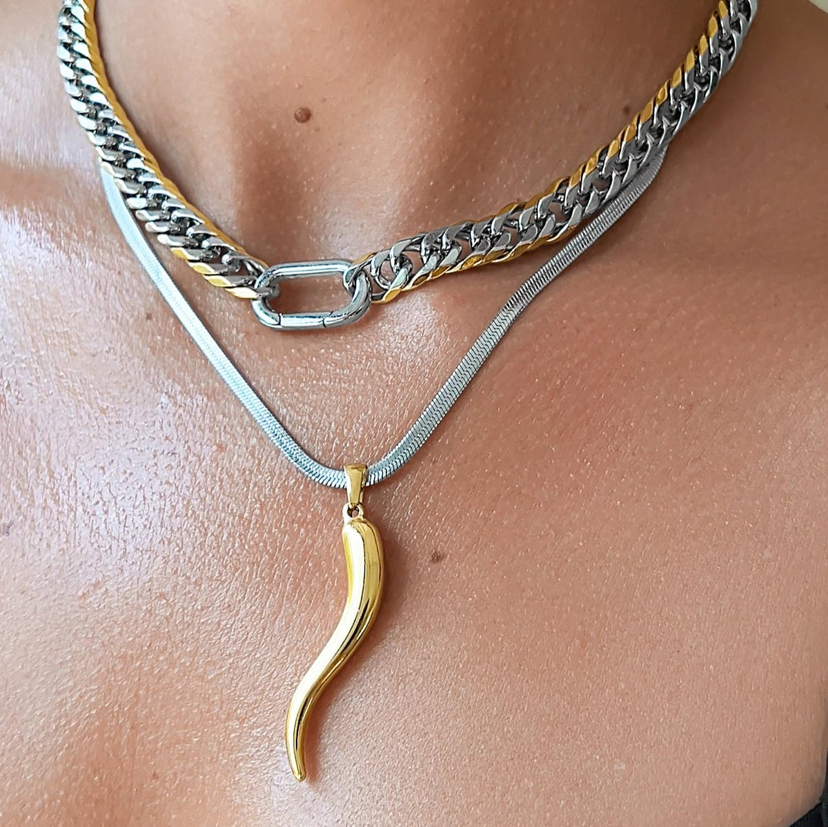 Mega Two Tone Lucky Horn Necklace – Mickey's Girl