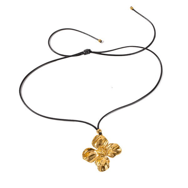 Marigold Black Leather Necklace