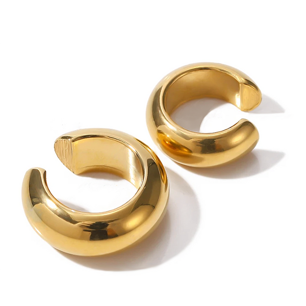 Gold Solid Duo Cuff Earrings