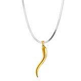 Two Tone Lucky Horn Necklace