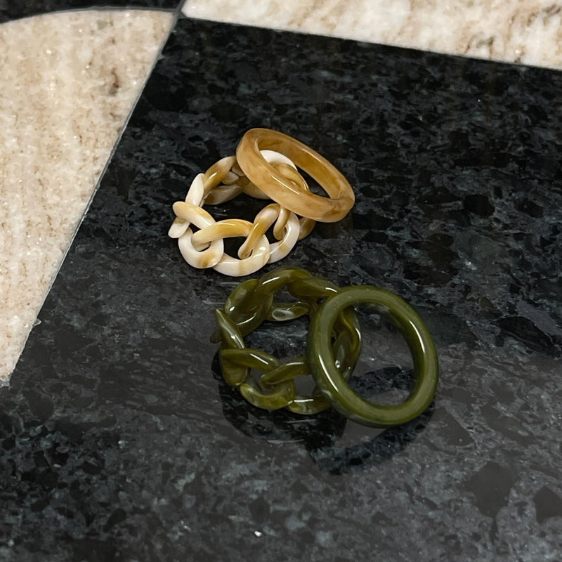 Acrylic Cuban Chain Ring Set [Sample Sale]