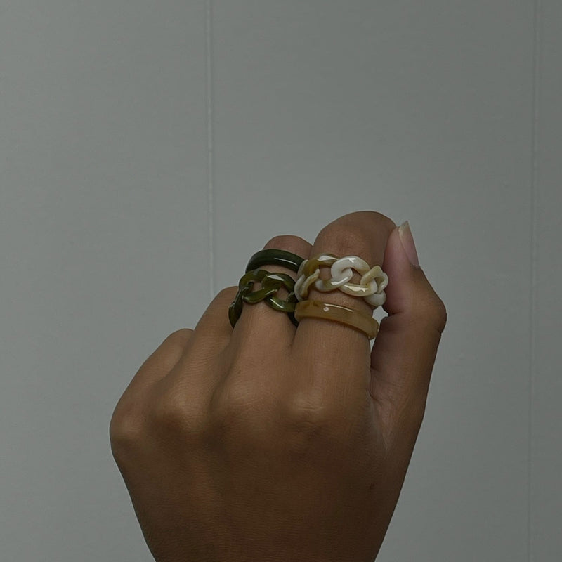 Acrylic Cuban Chain Ring Set [Sample Sale]