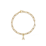 Pave Initial Paperclip Anklet