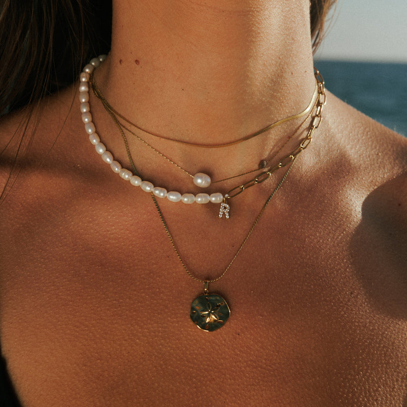 Initial Pearl Mix Necklace