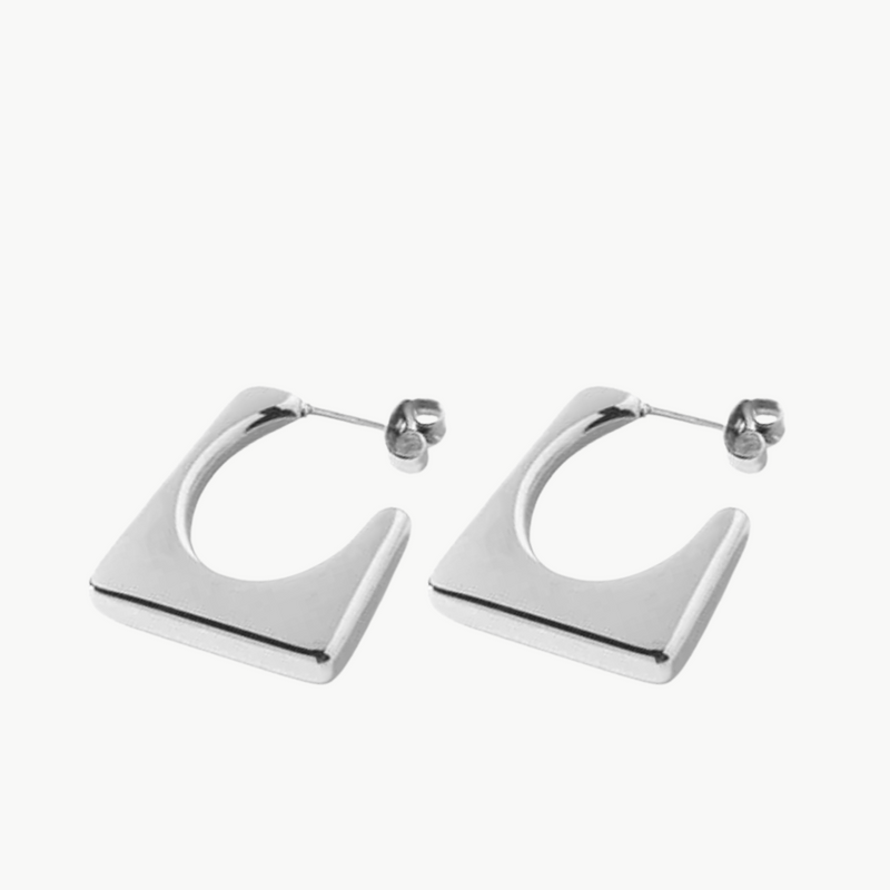 Squared Off Earrings - Silver