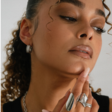 Stella Baguette Hoops - Silver