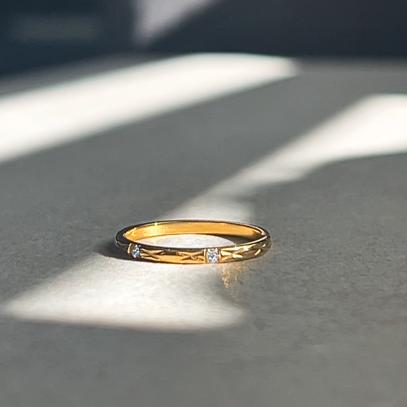 Petite Engraved Stone Band Ring