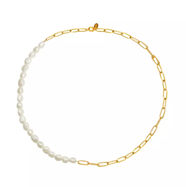 Paiania Baroque Pearl Paperclip Chain Necklace [Sample Sale]