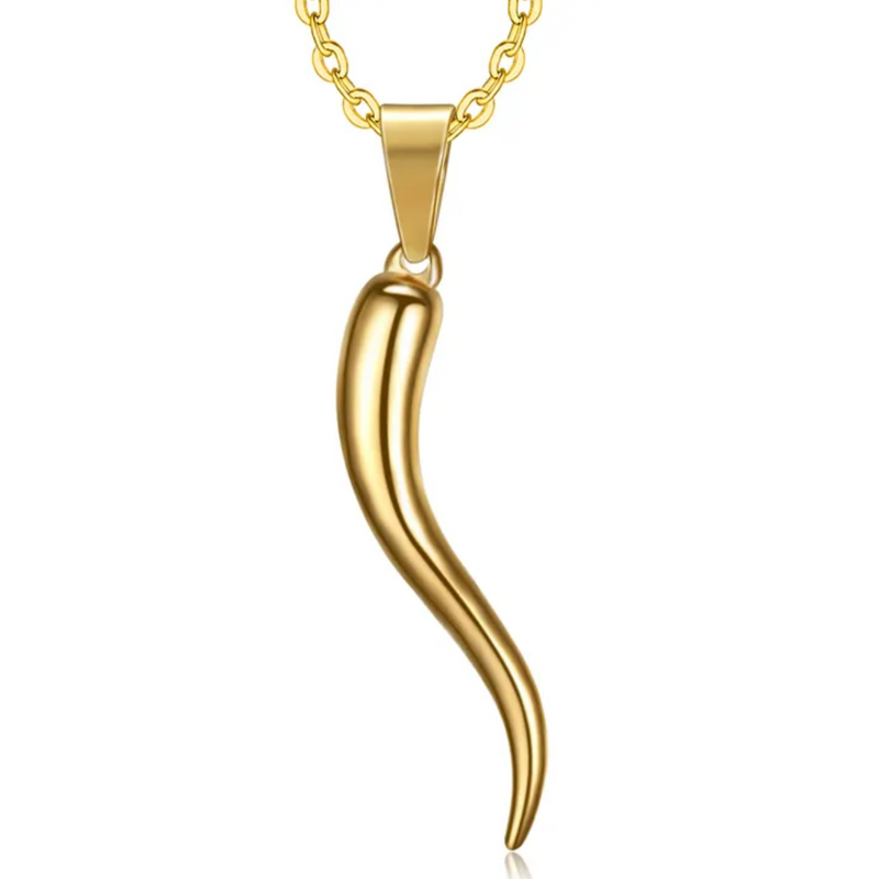 Charlie & Co. Jewelry | Gold Twisted Cornicello Italian Horn Pendant  Model-459