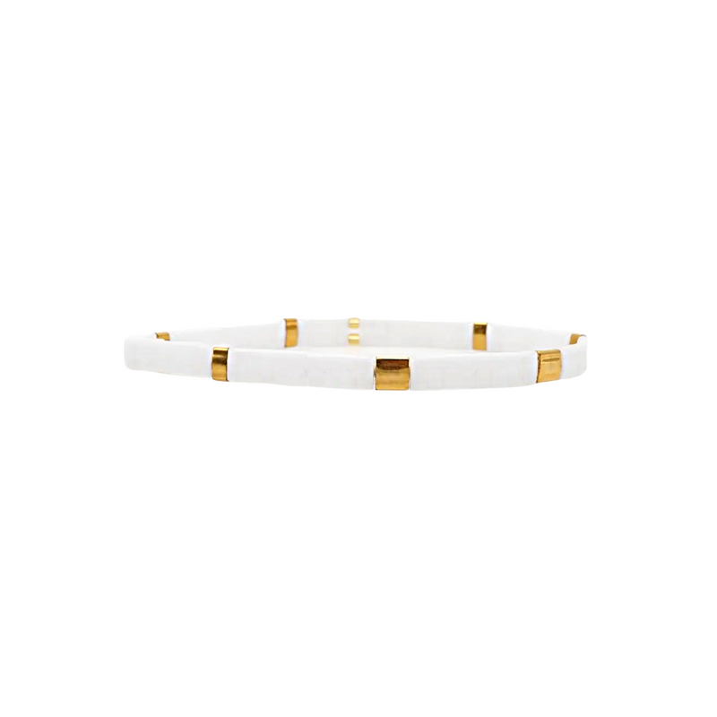 Tila White Beaded Bracelet Set