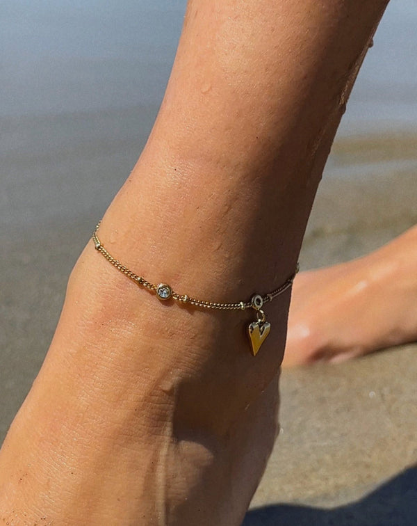 Heart of Gold Waterproof Anklet [Sample Sale]