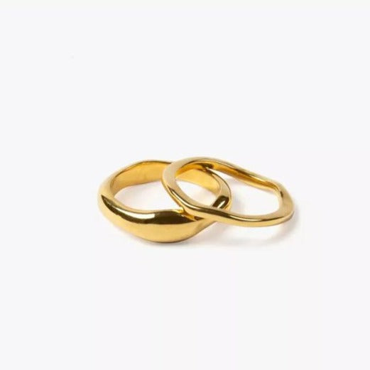 Gold Double Stacked Irregular Rings