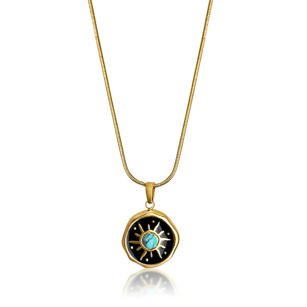 Gold Melted Sun Medallion Necklace
