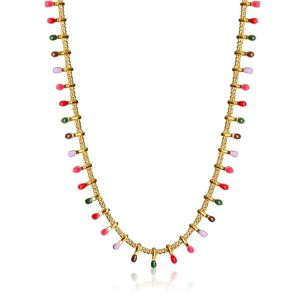 Rainbow Tassels Gold Necklace