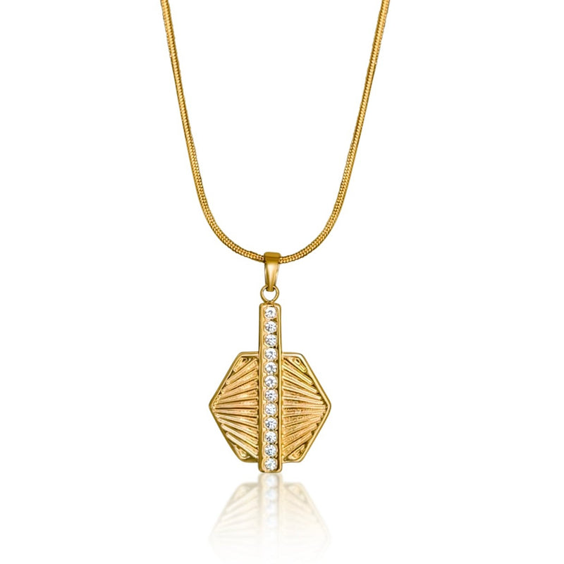 retro inspired gold pendant jewerly. 
