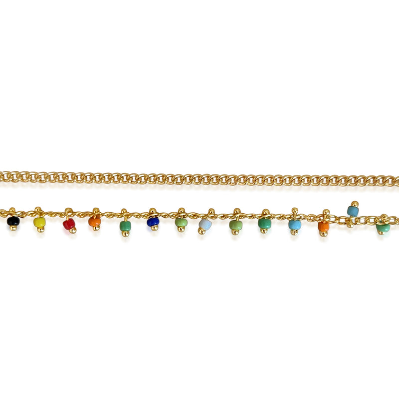 Waterproof Double Layer Colorful Beaded Belly Chains