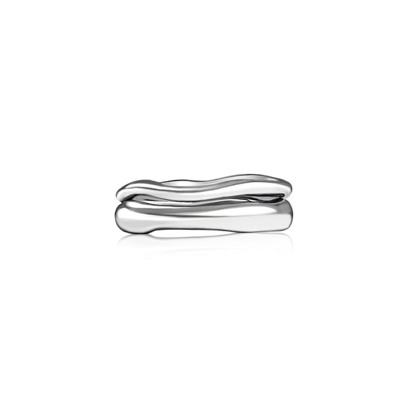 Silver Double Stacked Irregular Rings
