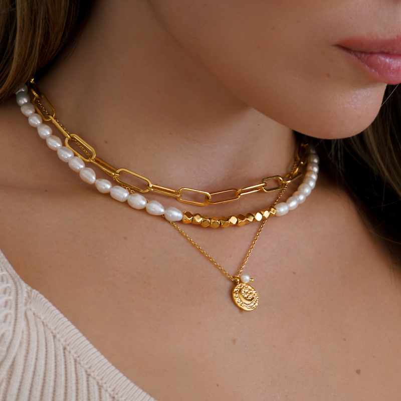 Lucky Pearls + Gold Beaded Set