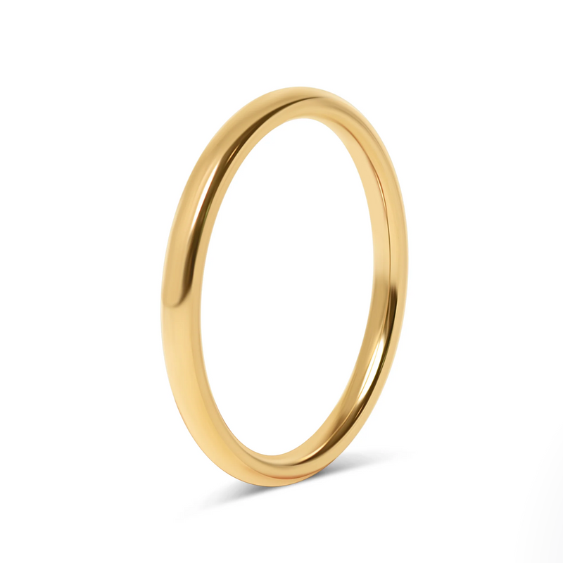Solid Dome Thin Minimalistic Stainless Steel Gold Ring
