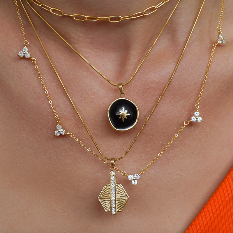 waterproof necklaces layered. everyday jewelry. gold neckalces. 