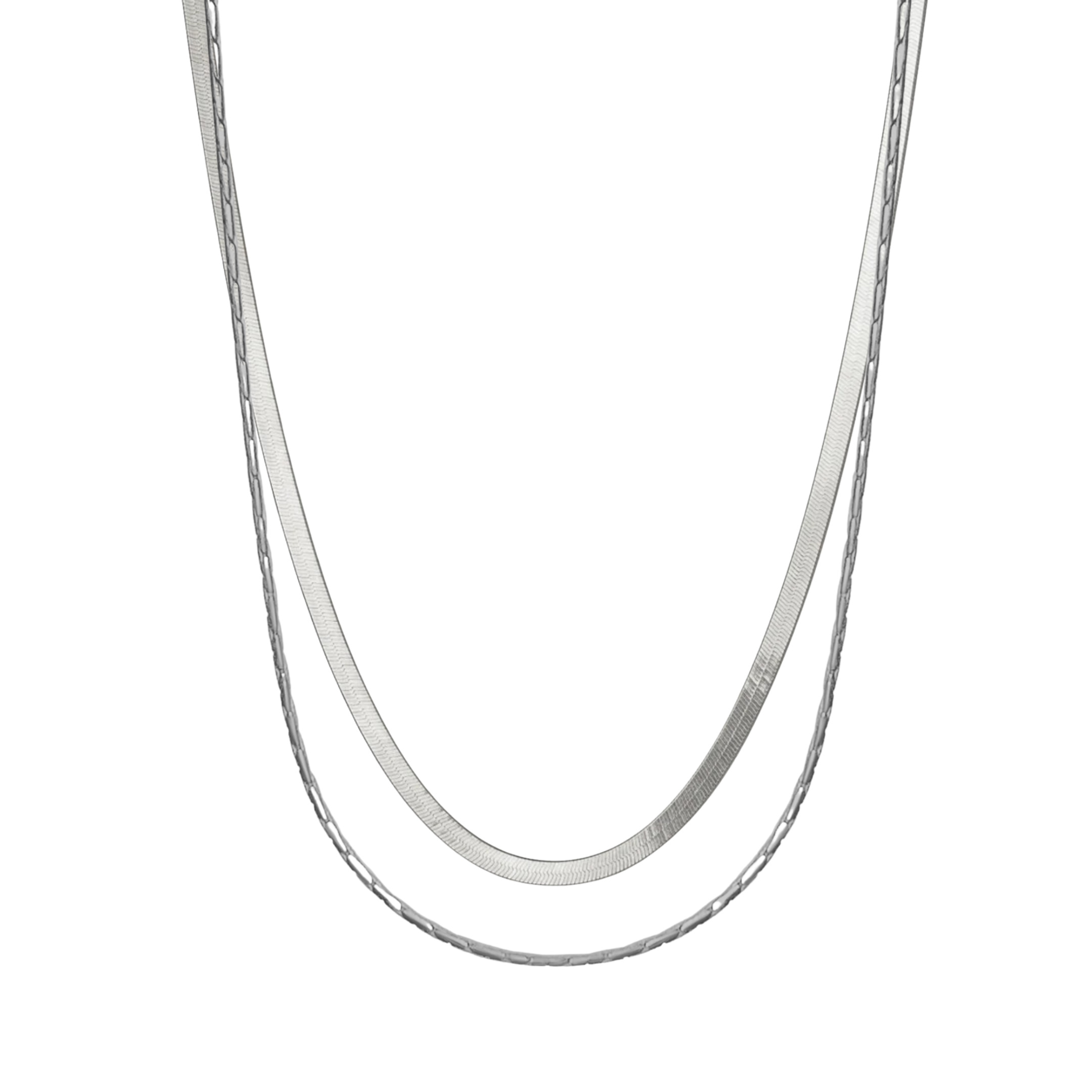 Silver Lining Herringbone Necklace Set Mickey's Girl