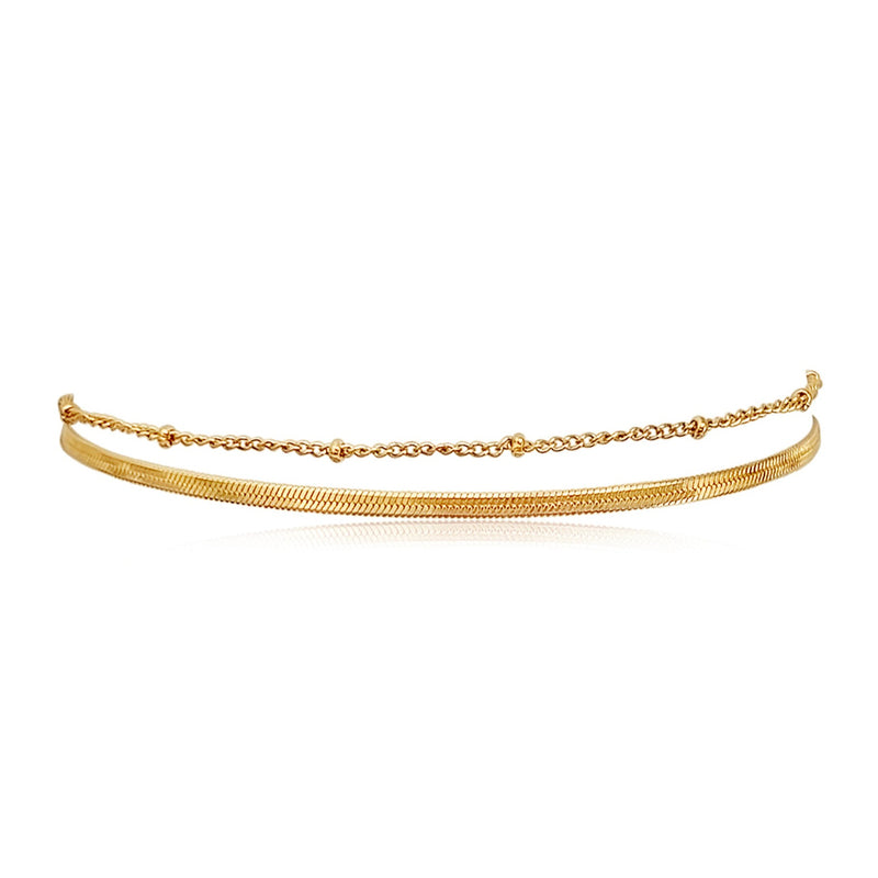 Double Layer Herringbone Chain Anklets