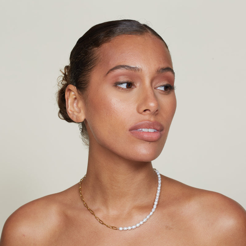 Paiania Baroque Pearl Paperclip Chain Necklace